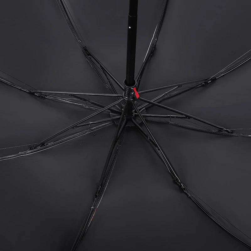 Red leaf Chinese Style Three Fold Manual Umbrella Peony  Pattern Umbrella，Face Black Glue Coated Sun Umbrella Parasol