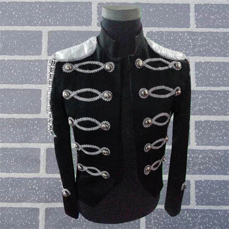 พนมเปญพู่ผู้ชายชุด Designs Masculino Terno เวทีนักร้องชาย Blazer เสื้อผ้าเต้นรําสไตล์ดาว Punk STAND COLLAR