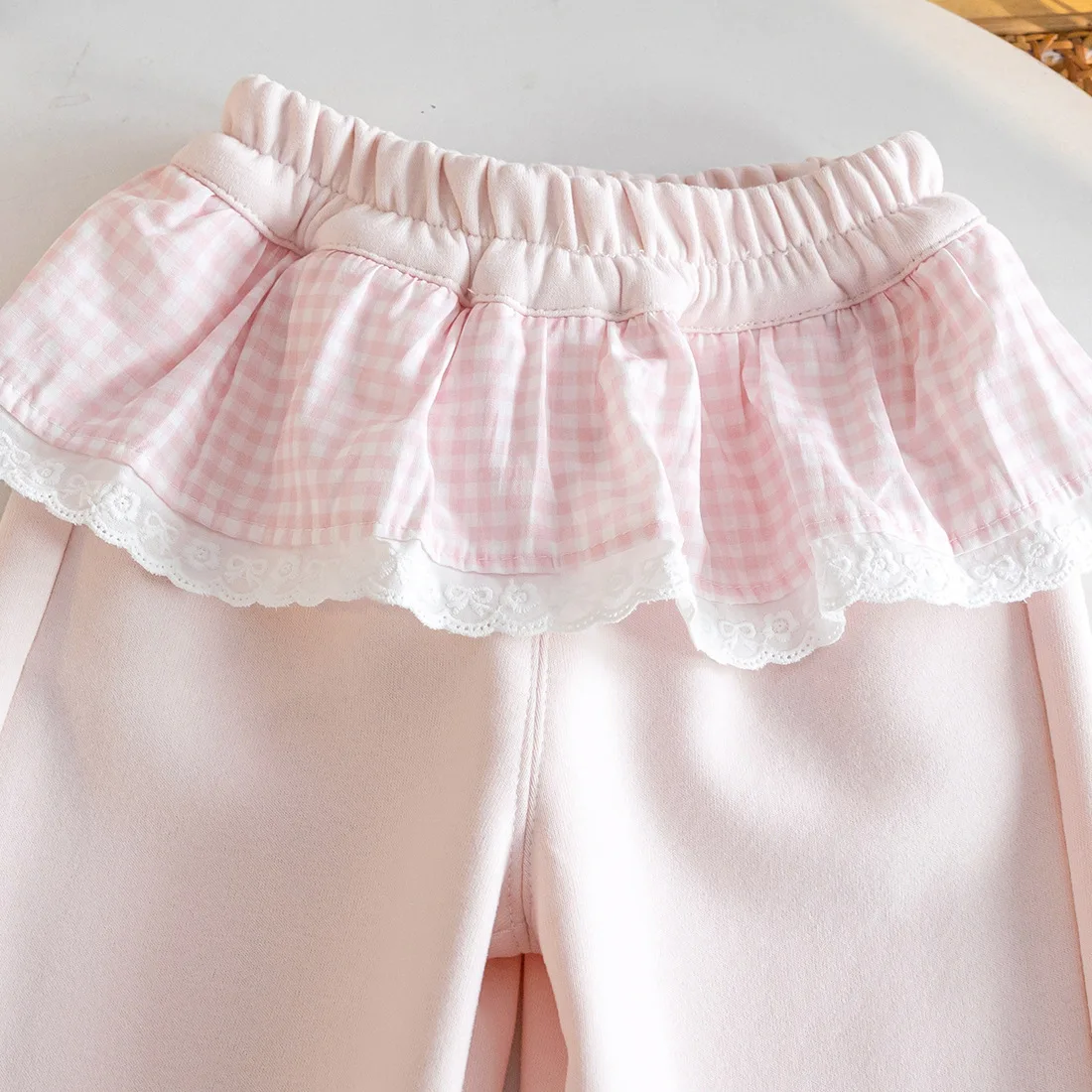 Girls Sweatpants 2026 Autumn New Baby Girl Plaid Fart Curtain Leggings Sweet Casual Pants