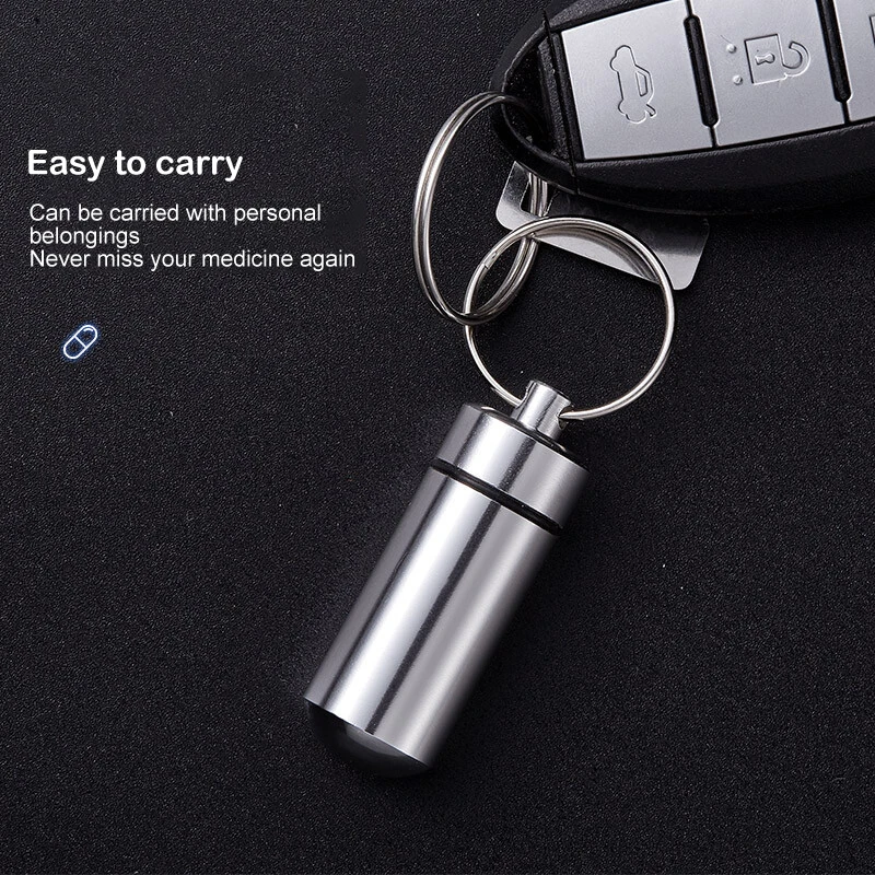 Capsule Shape Aluminum Pill Case Delicate Seal Medicine Organizer Box Keychain Outdoor Pocket Pill Waterproof Holder Container