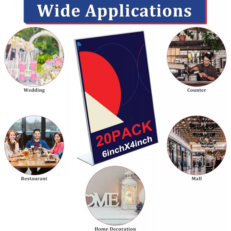 4 x 6 Inch Acrylic Sign Holder Clear Slanted Stand Table Menu Display Flyer Re