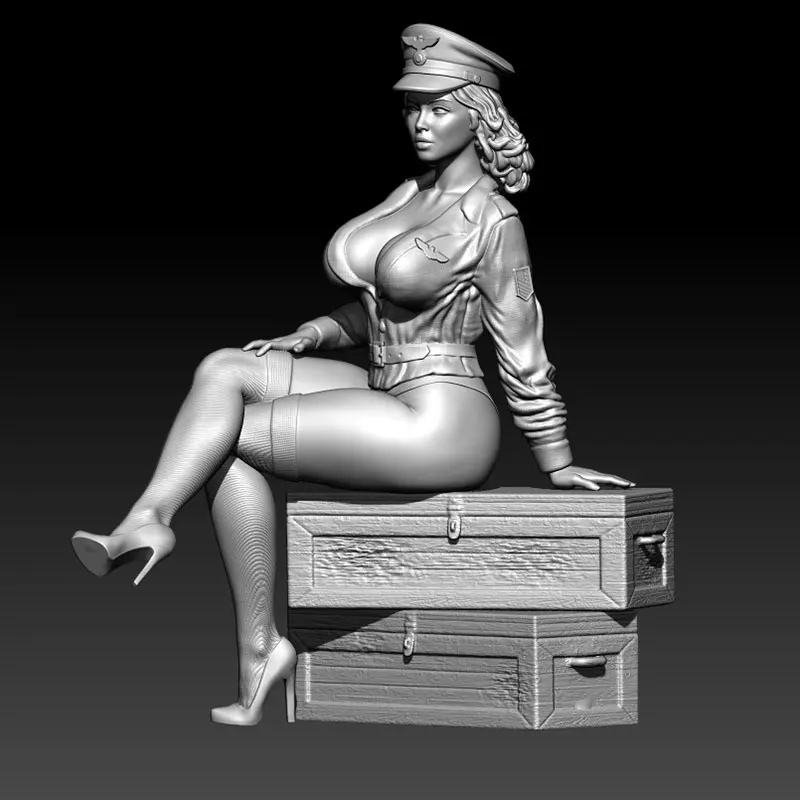 1/24 1/18 Resin Model Kits Female Military Official captain Figurine No Color 1454