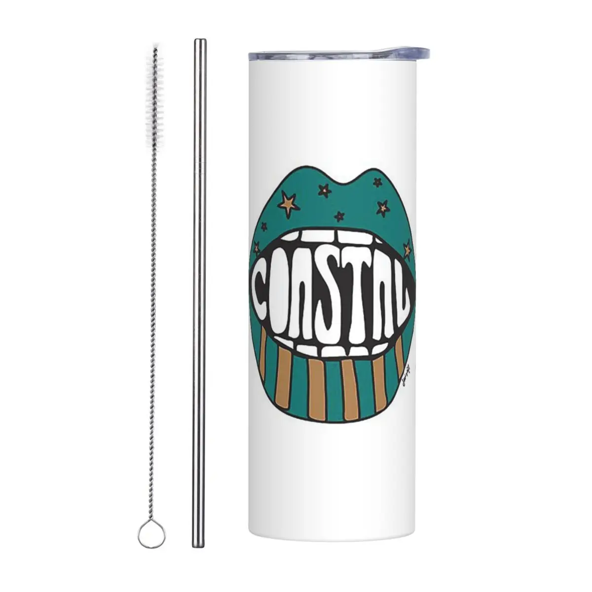 Coastal Carolina Funky Li Stainless Steel Tumbler Vacuum Insulated Mug Thermal Cold Bottle Straw With Lid 20oz
