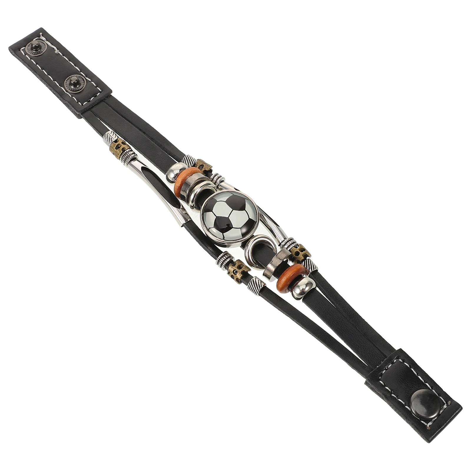 

Football Bracelet Men Vintage Multi Layer Wristband Punk Sports Charm Handmade Alloy Accessories Fan Gift Wrist