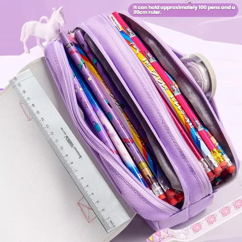 1 personalized custom pencil case, with customizable printed names and text patterns. Portable pencil bag, anime pencil case, stationery box, large-capacity three-layer cute pencil case for elementary school students, anti-fall