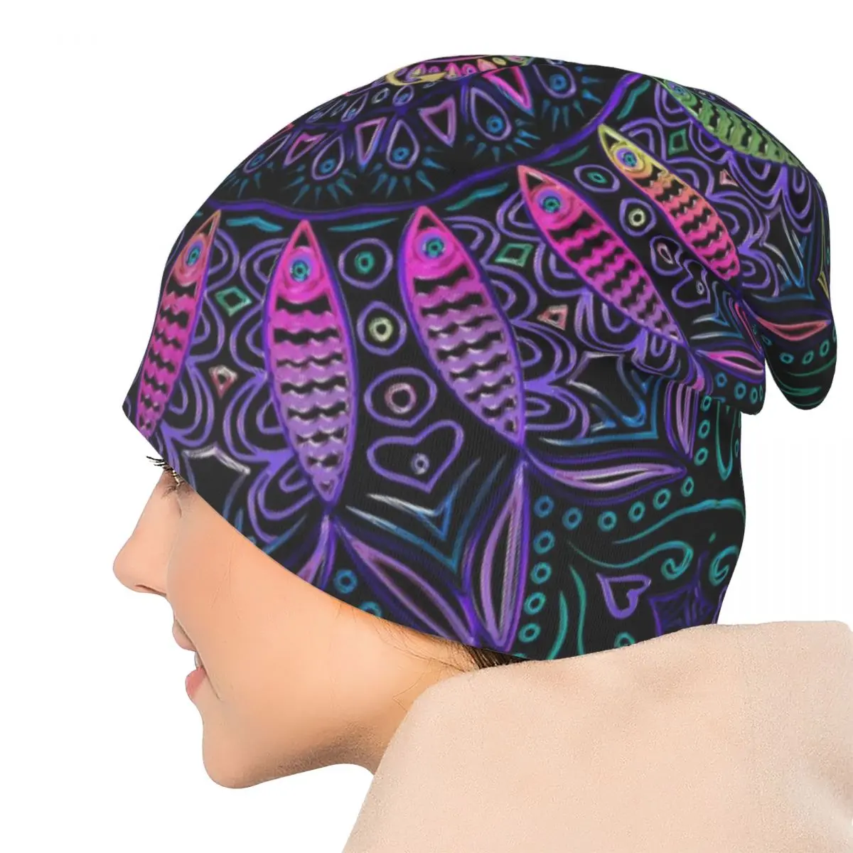 Scorpio Mandala Bonnet Hats Abstract Art Print Knitted Hat Men Women Unisex Cute Elastic Beanie Hats Autumn Hippie Custom Caps