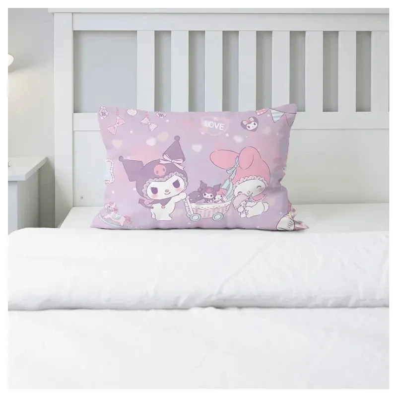 Sanrio Kawaii Kuromi Pillowcase Cartoon New All-inclusive Dirty-resistant Children's Fun Pattern Pillow Protector Cute Bedding