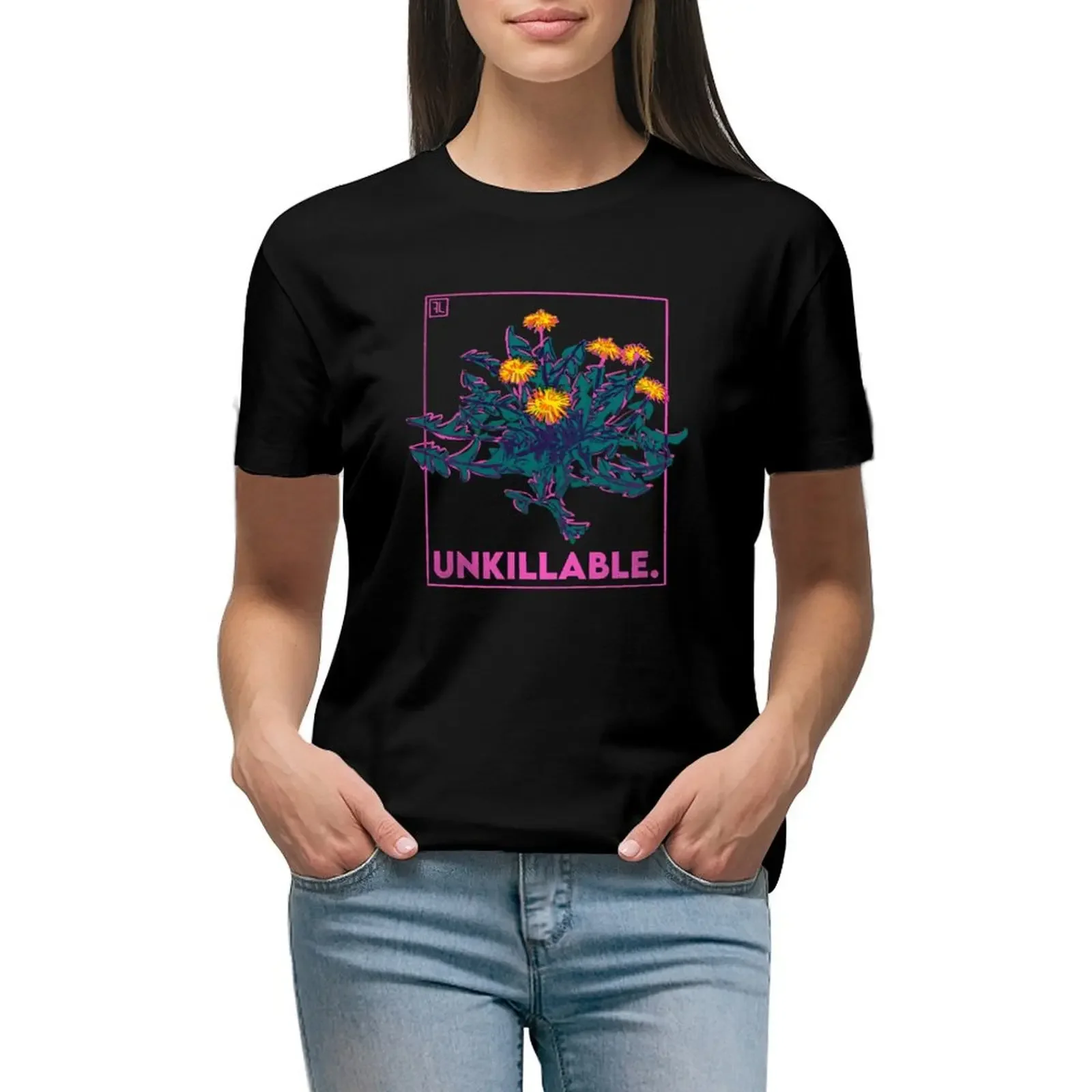 

unkillable T-Shirt customs design your own cute tops korean fashion cute clothes plus size t shirts for Women loose fit