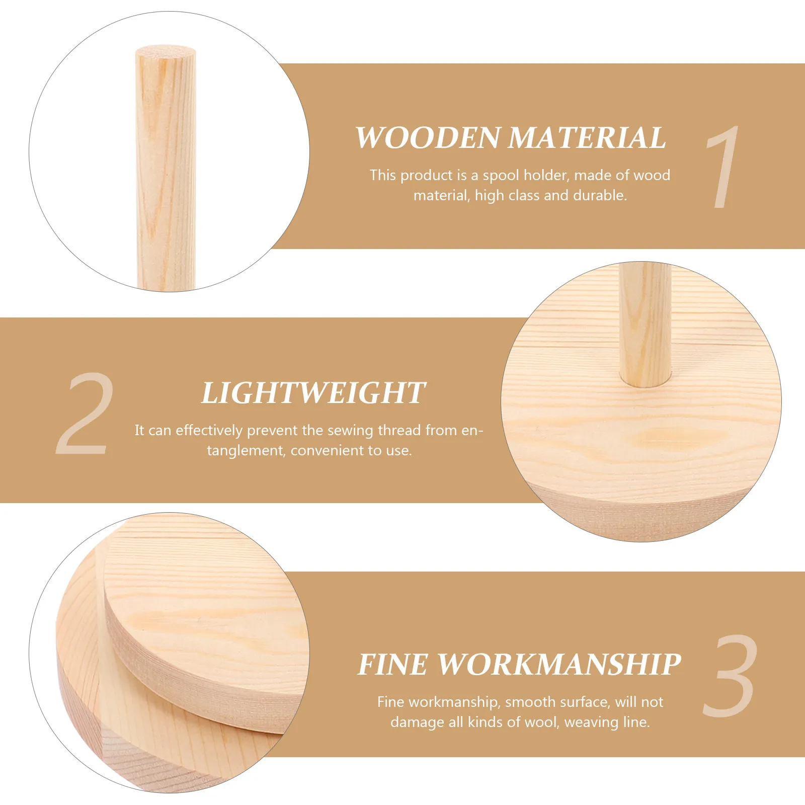 

Wooden Spool Holder Solid Sewing Thread Rack Household Wood Thread Organizer Smooth Surface for Embroidery Quilting Crafting