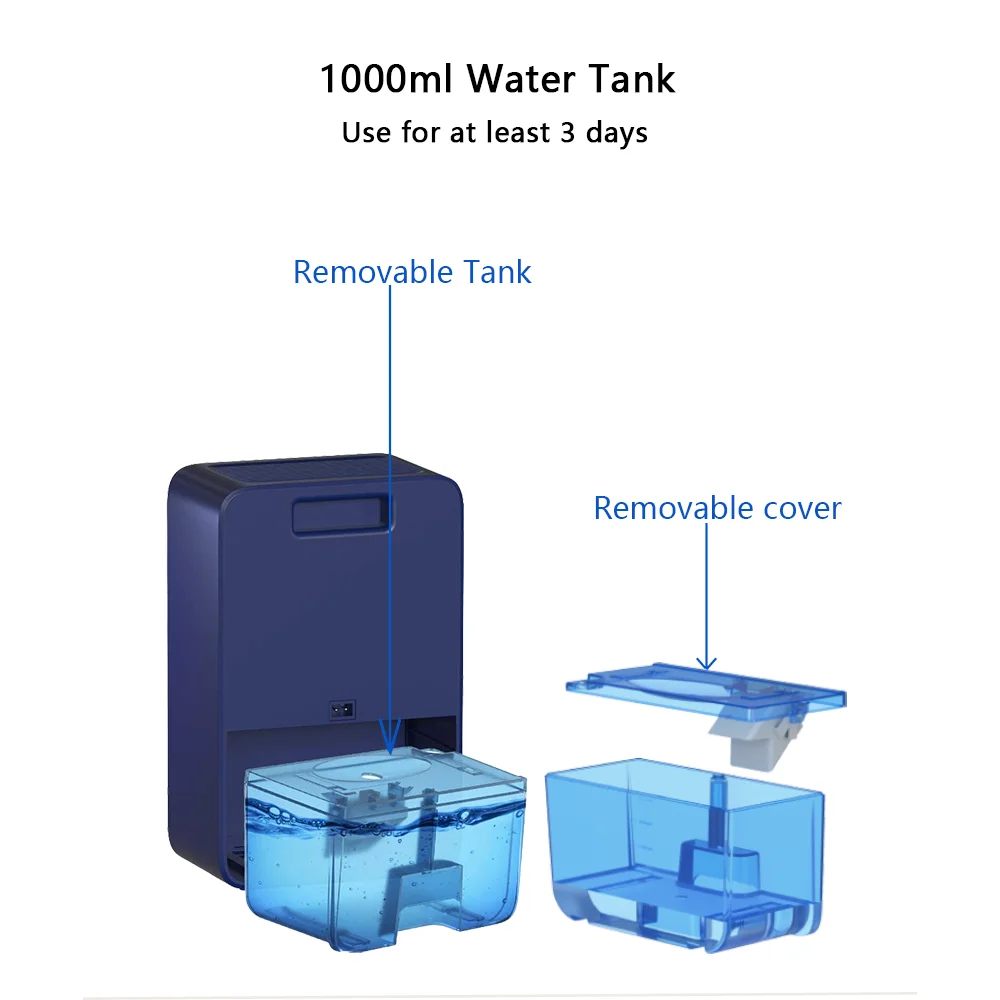 1000ML Water Tank Capacity Desiccant Small Semiconductor Dehumidifier A12 Portable Air Dryer for Home