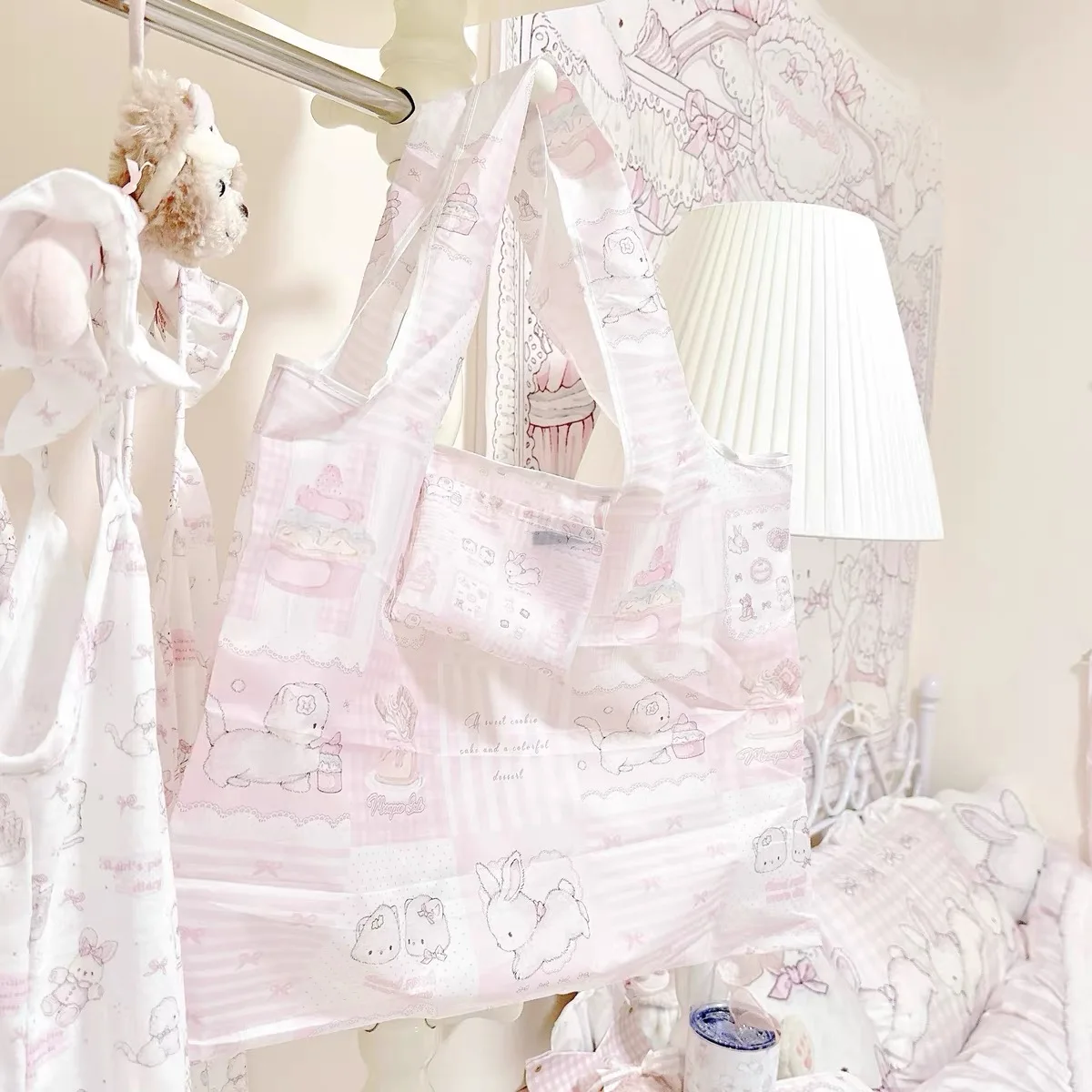 

Портативная сумка для покупок с рисунком розовой серии, милая сумка для защиты окружающей среды в супермаркете, складная портативная сумка для хранения