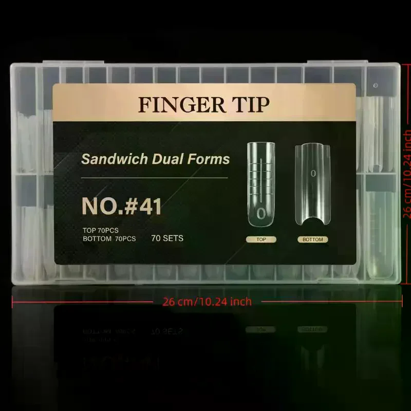 140/280 pz Sandwich Doppia Forme di Unghie Estensioni-Doppia Forme Top Fondo Stampo Lungo Quadrato Mandorla Unghie artistiche Forme Strumento per Manicure