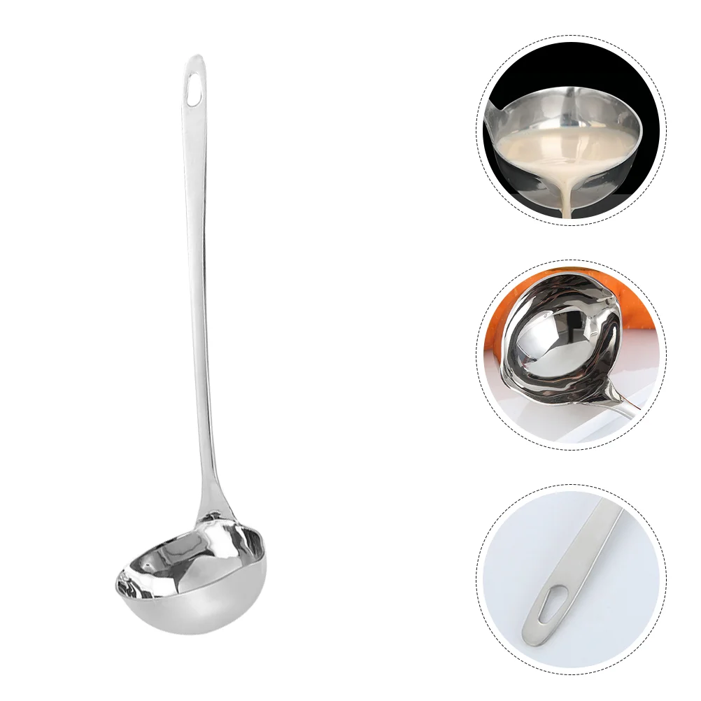 Spoon with Spout Stainless Steel Soup Ladle Convenient Large for Home Hot Pot Water Chafing Dish Metal Deep