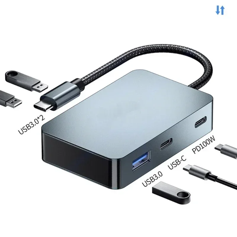 USB pembagi HUB TypeC mendukung PD100W Dok aluminium 5in1