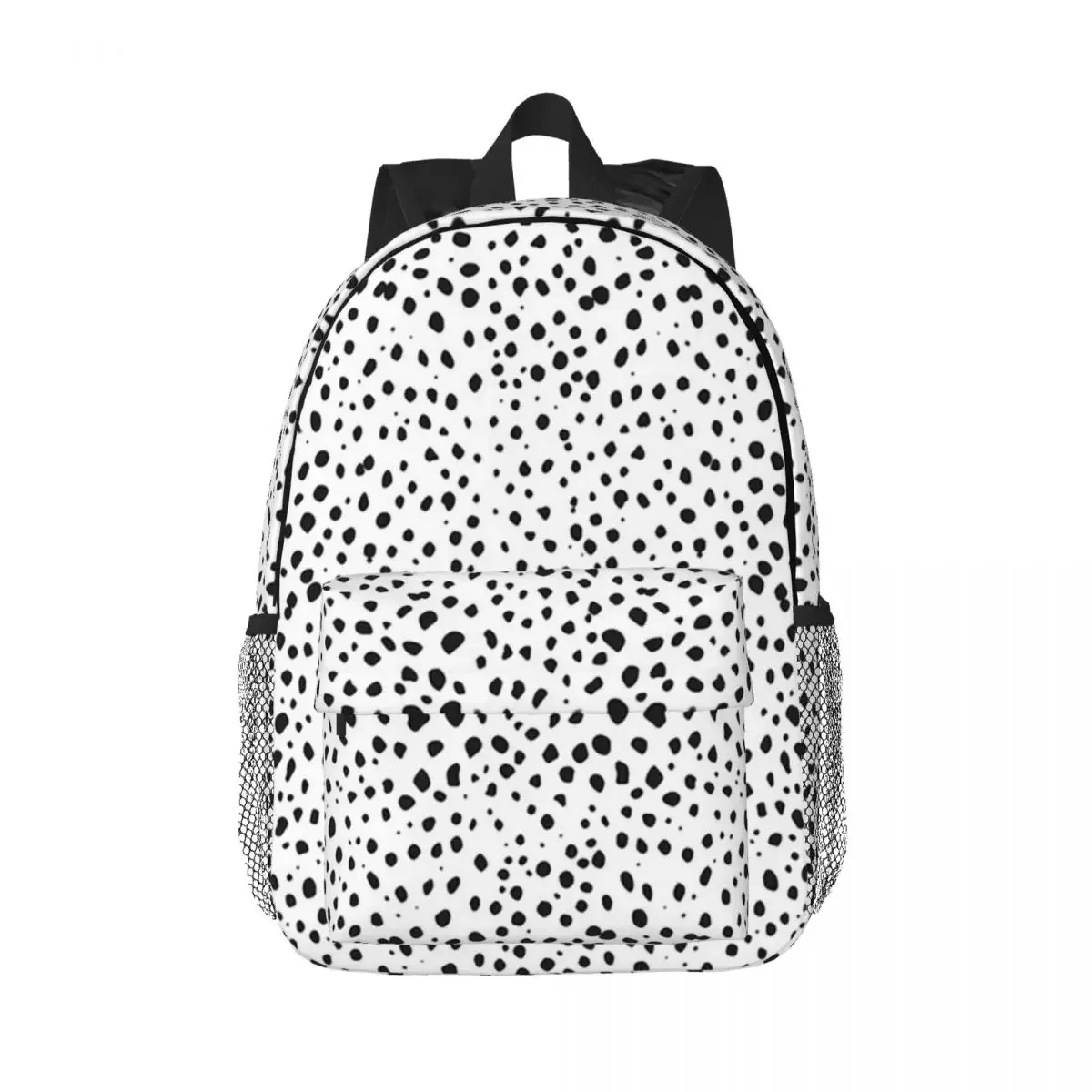 Dalmatian Spots - Black And White Polka Dots Backpacks Boys Girls Bookbag Students School Bags Laptop Rucksack Shoulder Bag