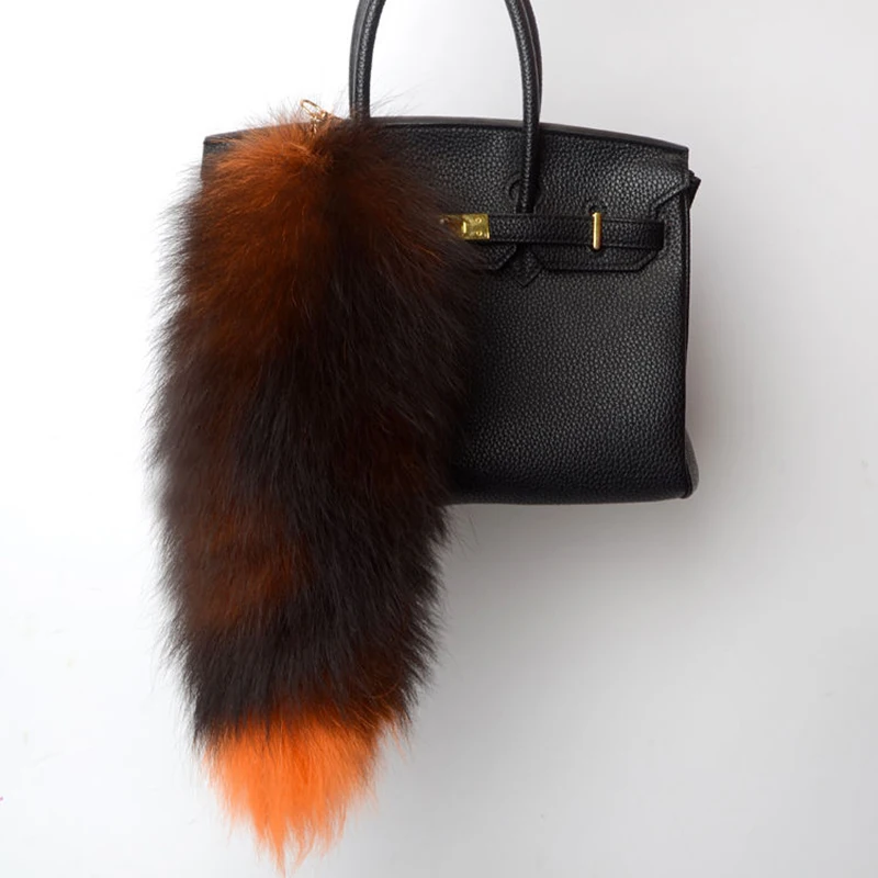 Hot Sale Fashion Fox Tail Keychain Wolf Tail Fur Tassel Bag Tag Black And Brown Pom Pom Charm Keyring Holder Strap Chain Gifts