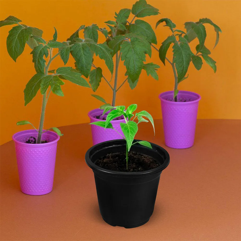 

50pcs Plastic Nursery For Plants Small Seedling With Drainage Large Plant Pots Indoor Outdoor Use Durable Black Flower Pots
