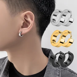 Geometric Hoop Earrings for Men Women Punk Gothic Piercing Earrings Simple Alloy Huggie Earring,Black Silver Gold Color Options