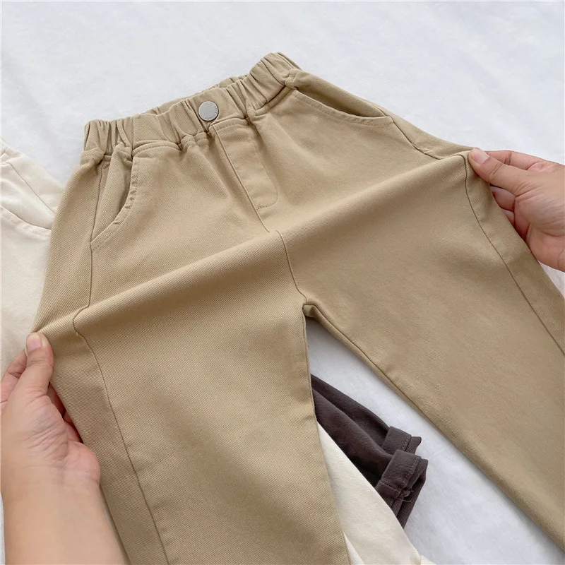 New Spring Autumn Kids Pants Casual Loose Harem Trousers 3-8Y Children Elastic Waist Solid Color Trousers Kids Fashion Clothes