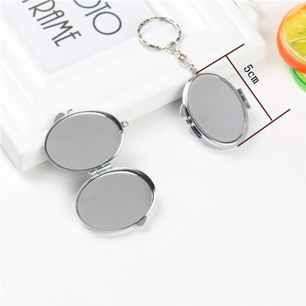 12Pcs/Lot Sublimation Blanks Metal Pocket Compact Mirror Keychain Travel Makeup Mirror Smart Mirror For Women Home Travel Use