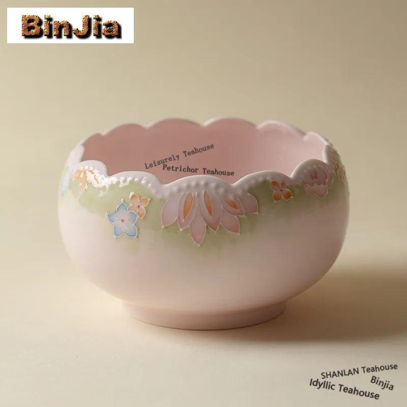 

340ml Hand-painted Thousand Flowers Flower Mouth Jianshui Tea Wash Tea Garbage Can Tea Residue Barrel Household Chaxi Ornaments