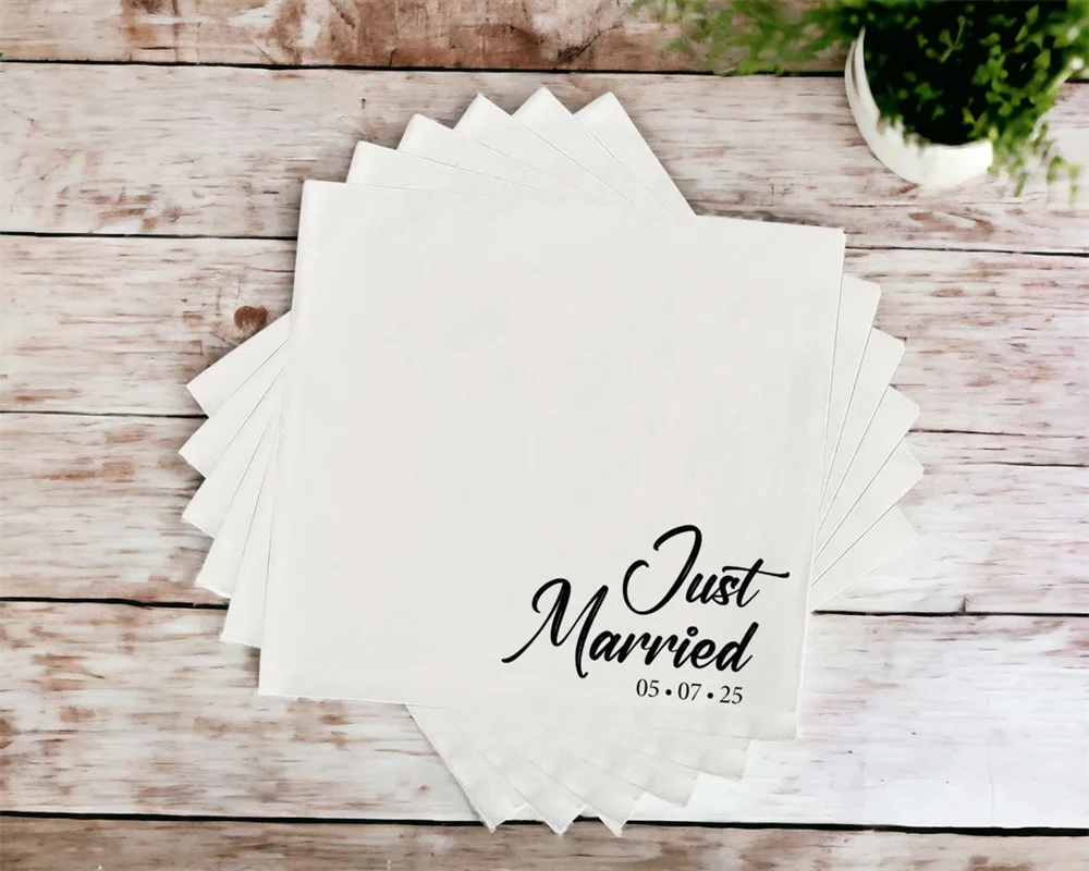 

50PCS Personalized Wedding Napkins | Cocktail Napkins | Rehearsal Dinner | Cheers Beverage Napkins | Gold Foil Wedding Napkins |