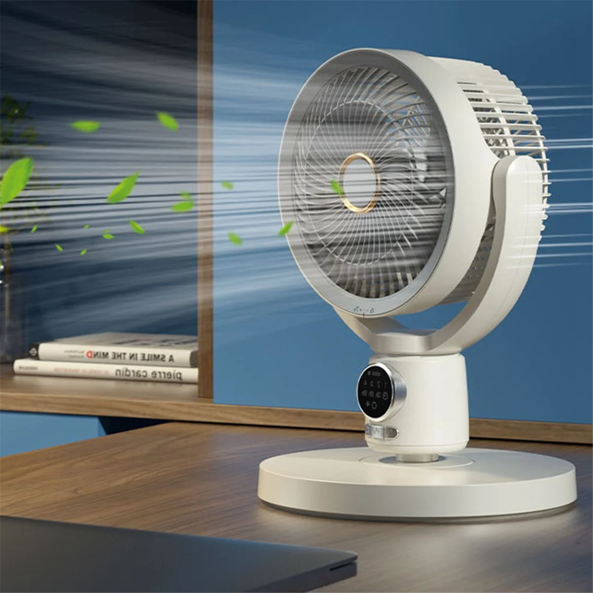 USB Air Circulation Electric Fan Non Rechargeable Table Desktop Portable Wall Mounted 360 Degree Rotation with Light