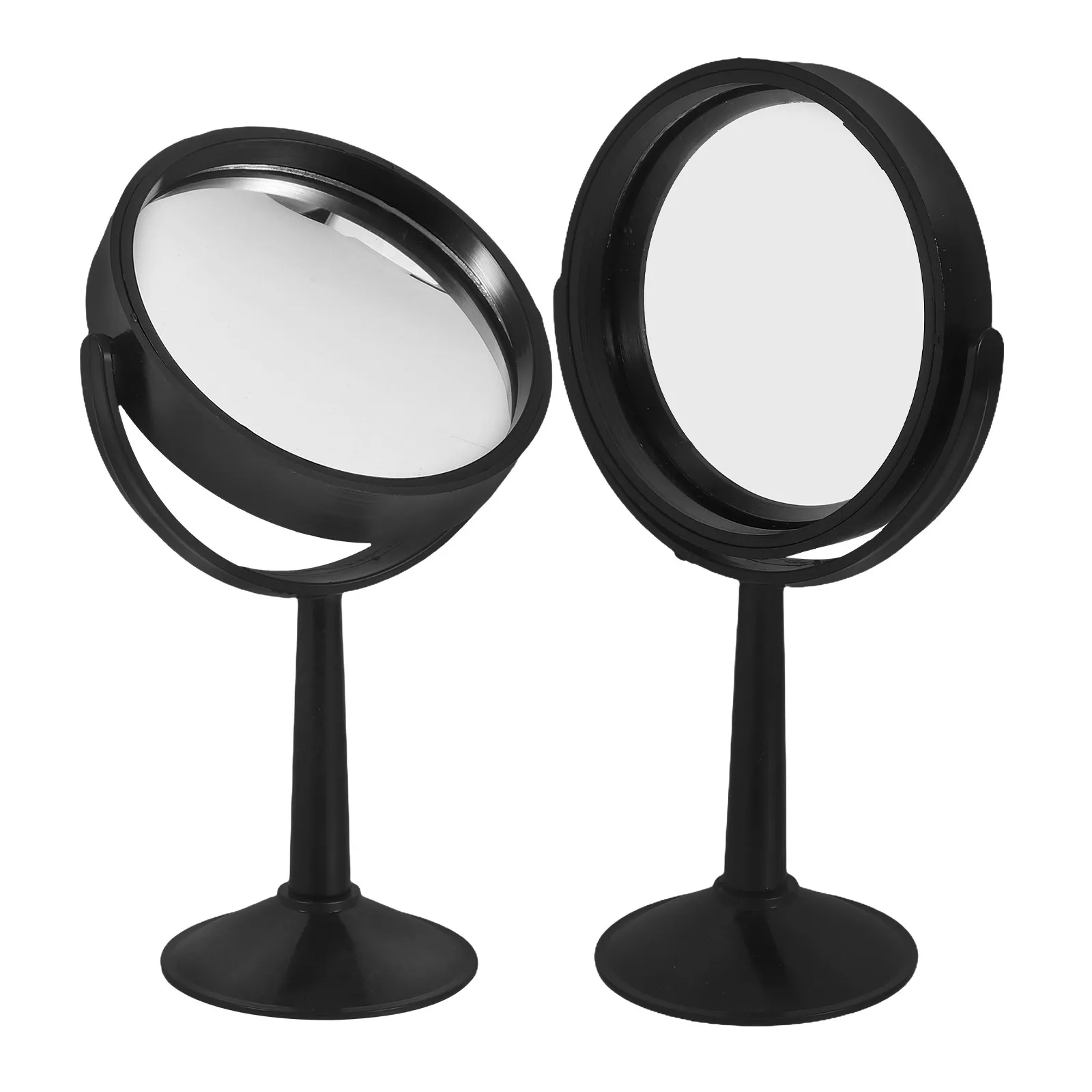 2Pcs Physics Optics Experiment Kit Clear Glass Concave and Convex Mirrors with Stable Base for Educational Science