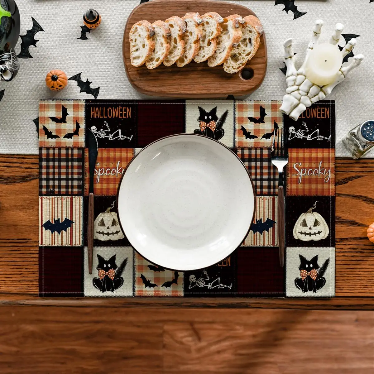Ghost Spooky Halloween Placemats Set of 4-12 x 18 Inch