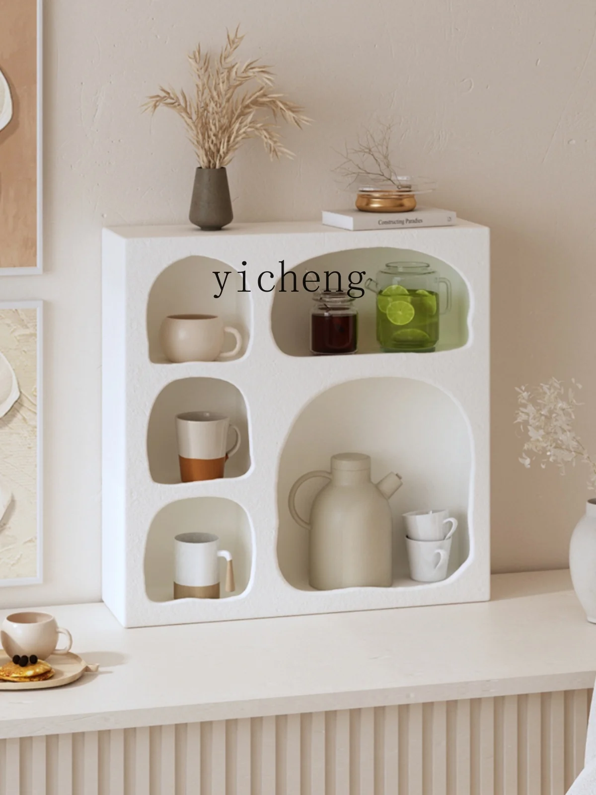 Tqh Cup Holder Simple Large Capacity Tea Cup Lattice Storage Rack Desktop Multi-Layer Storage Rack Water Cup Storage Shelf