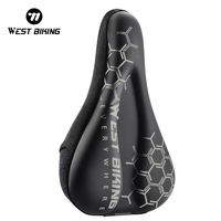 WEST BIKING Comfortable Saddle Cover Gel+Memory Foam Soft Road Bike Seat Cushion Leather Waterproof Bicycle Non-Slip Seat Cover