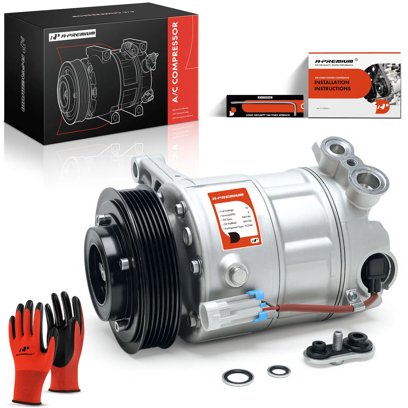 A-Premium AC Compressor with 7SEU16C Style for Buick LaCrosse 2010-2011 Allure 2010 Cadillac SRX 2010-2011 Saab 9-4X 2011