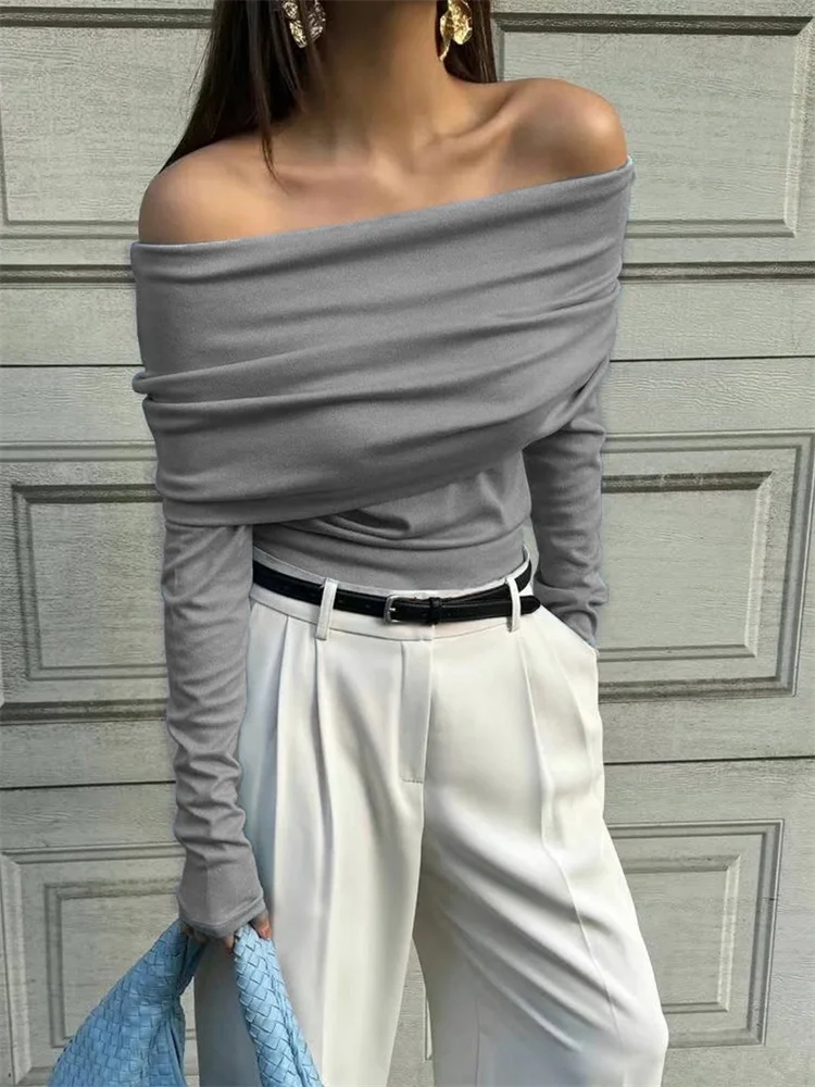 Tossy Sweater Knit Pullover Backless Women Slim Bandeau Solid Cropped Top Streetwear Off-Shoulder Elegant Autumn Knitwear Top