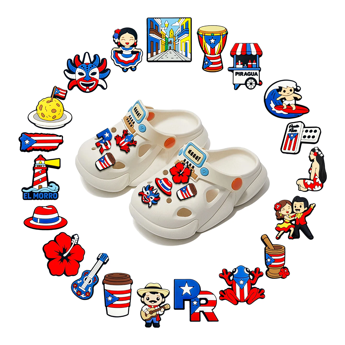 20-100pcs Puerto Rican Festival Dancing Style Shoes Charms Accessories Buckle Sandal Shoes Decorations DIY Women Party Gift