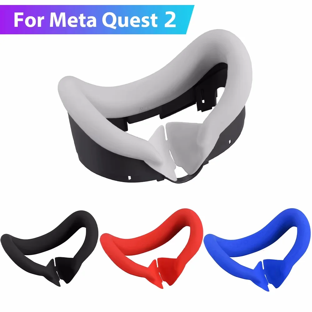 Silicone VR Face Mask For Meta Quest 2 Facial Interface Sweatproof Mask Face Cushion Lightproof Mask Face Cover VR Accessories