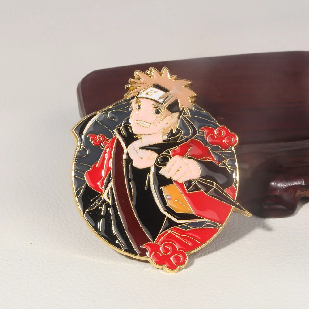 Anime Shadow Brooch Ninja Konoha Nine-tail Naruto Fan Metal Enamel Badge For Fans Gift Jewelry