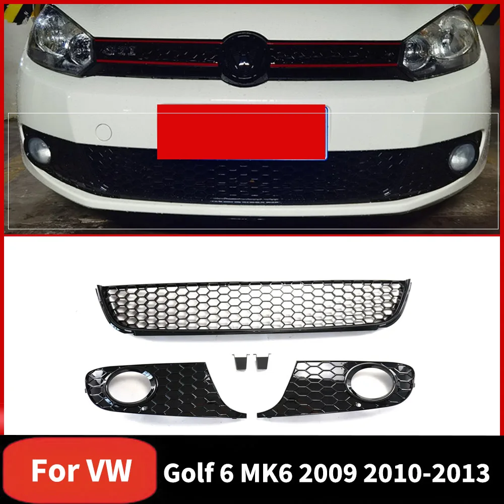

For VW Golf 6 MK6 2009 2010-2013 Car Front Lower Bumper Mesh Grille Fog Light Grill Body Kit Splitter Air Vent Cover Accessories