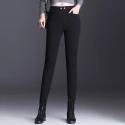 2024 New Winter and Autumn Women Casual Black Long Pants Fashion Warm Windproof Pants Ladies Trousers