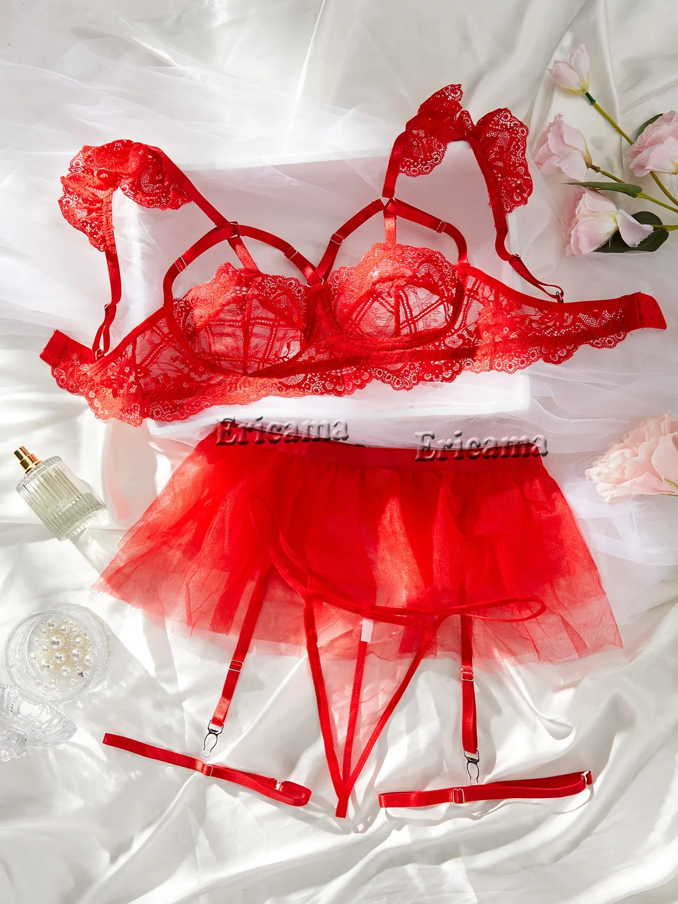 Lace Sexy Lingerie Transparent Hot Porno Lace Erotic Underwear Sexy Bra Set And Garter Lingerie Sexy Hot Erotic Sleepwear