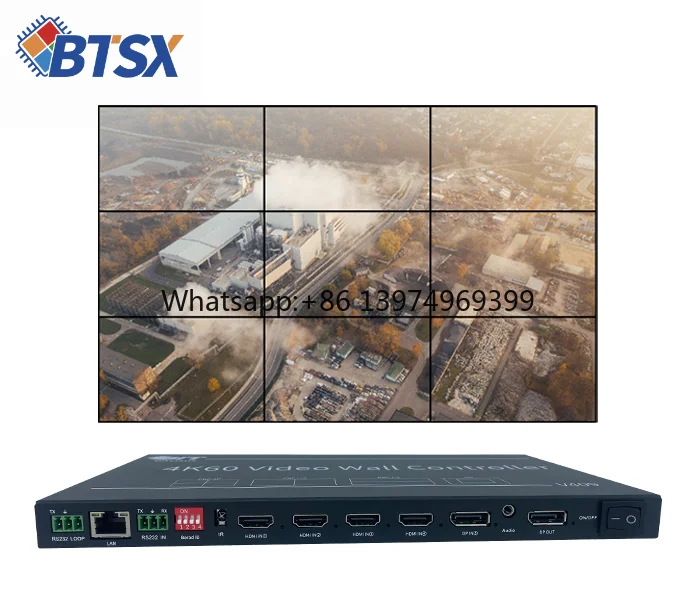 Industrial 4K60 Rotary Splicing Processor 5 Input 9 Output HDMI DP 4-Window PIP for Command Center CCTV Monitor