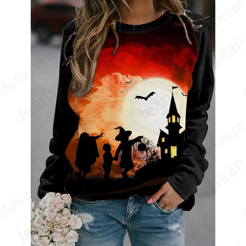 Happy Halloween Hoodie Women Fashion O-neck Hoodies Women Sweats Pumpkin Coat Girl Clothes O-neck Long Sleeve Hoodie Female Fall