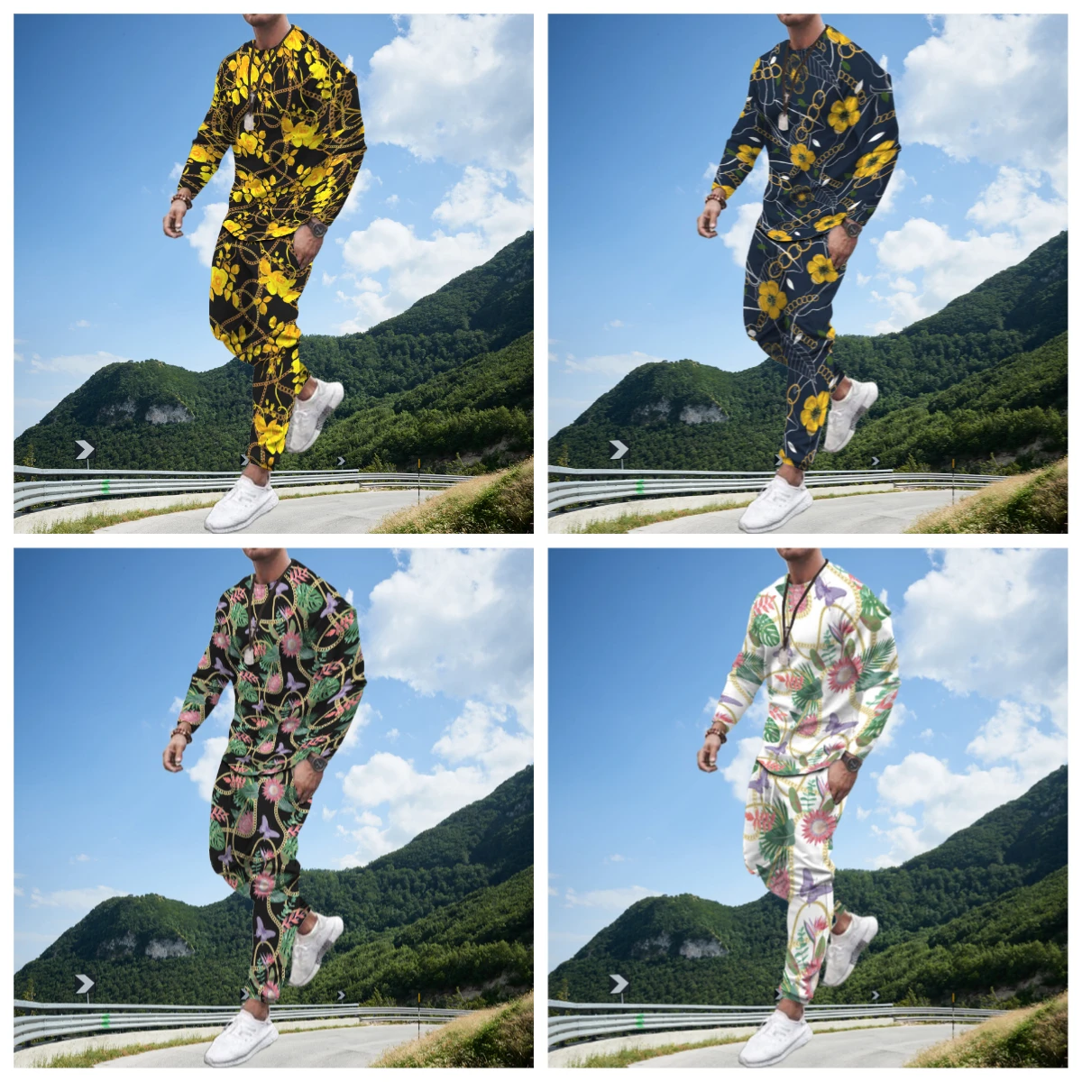 

2025 Antumn New Men's Long-sleeved T-shirt Pants Suit Personality 3d Print Fashion Wear Match Large Size Sweatshirt 2-piece Set