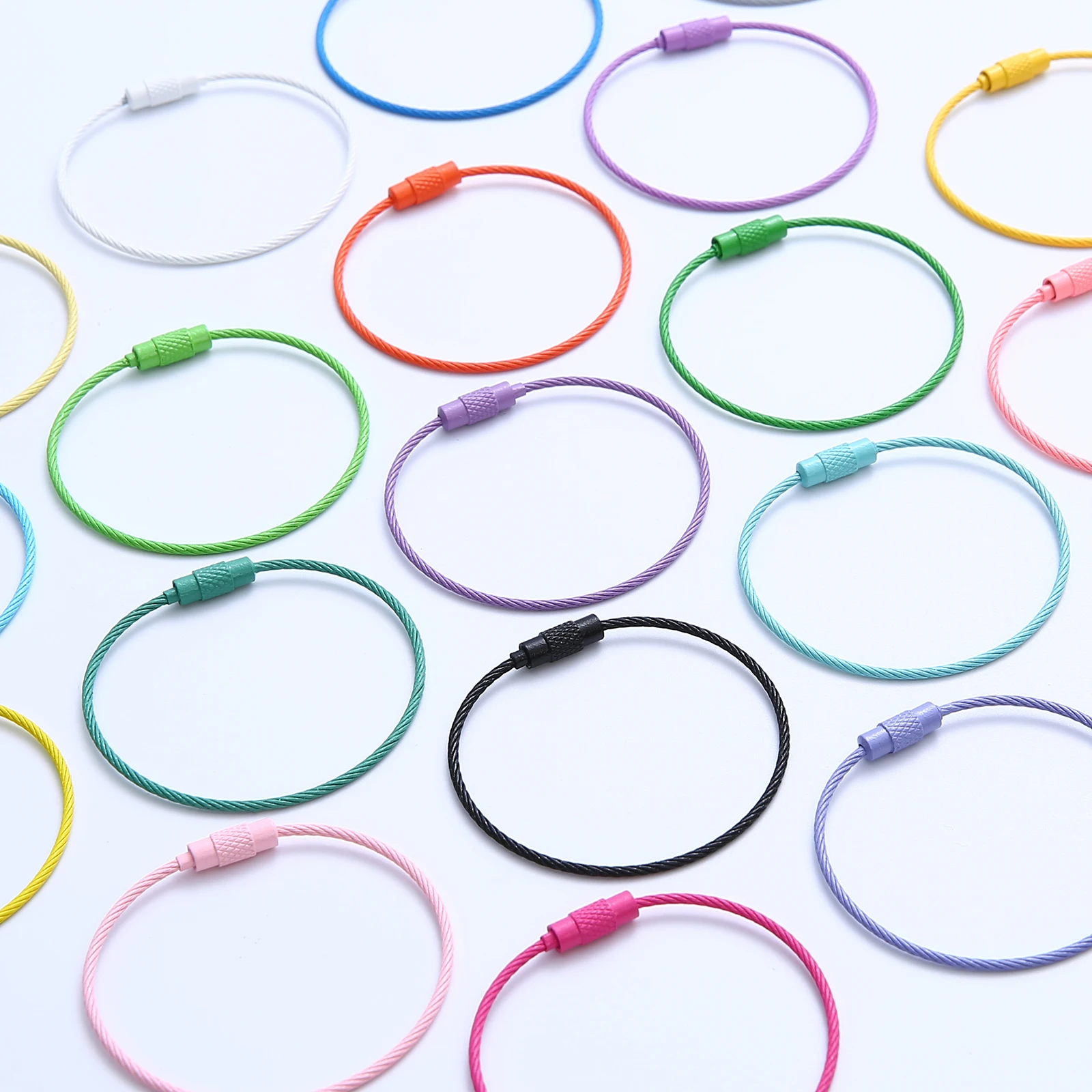 Colorful Stainless Steel Wire Keychain Ring, Outdoor Tool