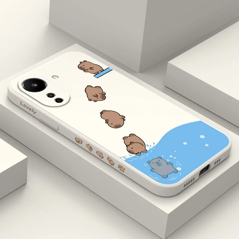 

Cute Diving Bear Phone Case For Xiaomi Redmi 13 13C 12 12C 10 10C 10A 9 9T 9A 4G 5G Liquid Silicone Cover