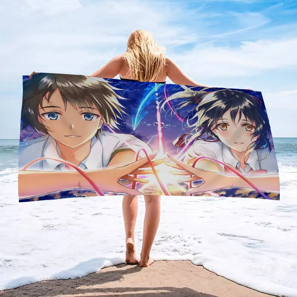 Anime Your NameS Bath Towel Microfiber Soft Water Absorbing Breathable For Girl Kids Decorative Cartoon Beach Towel
