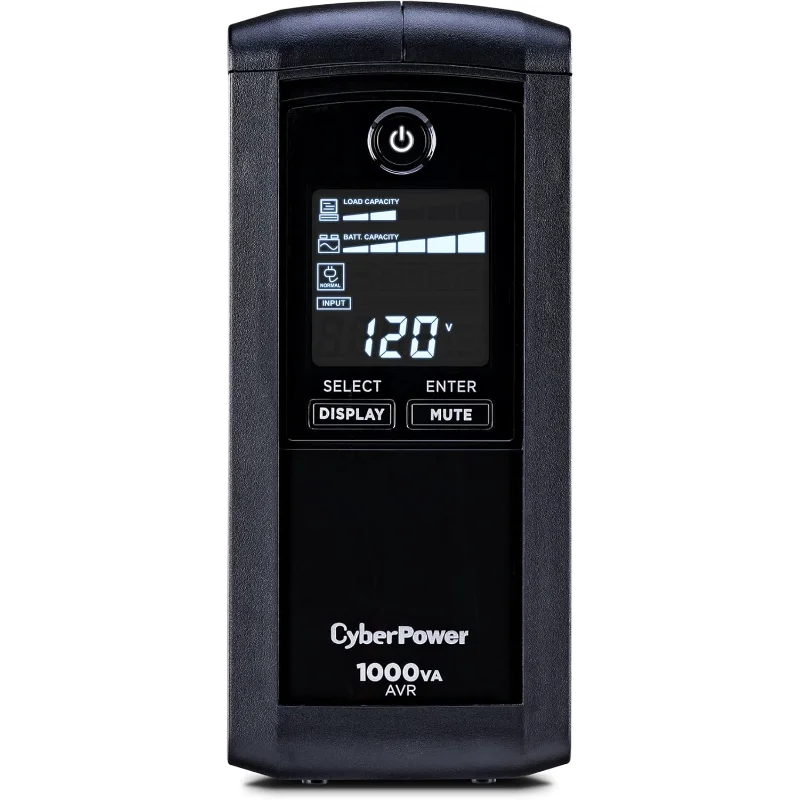 

CyberPower CP1000AVRLCD Интеллектуальная ЖК-ИБП-система, 1000 ВА/600 Вт, 9 розеток, AVR, Mini-Tower, черный