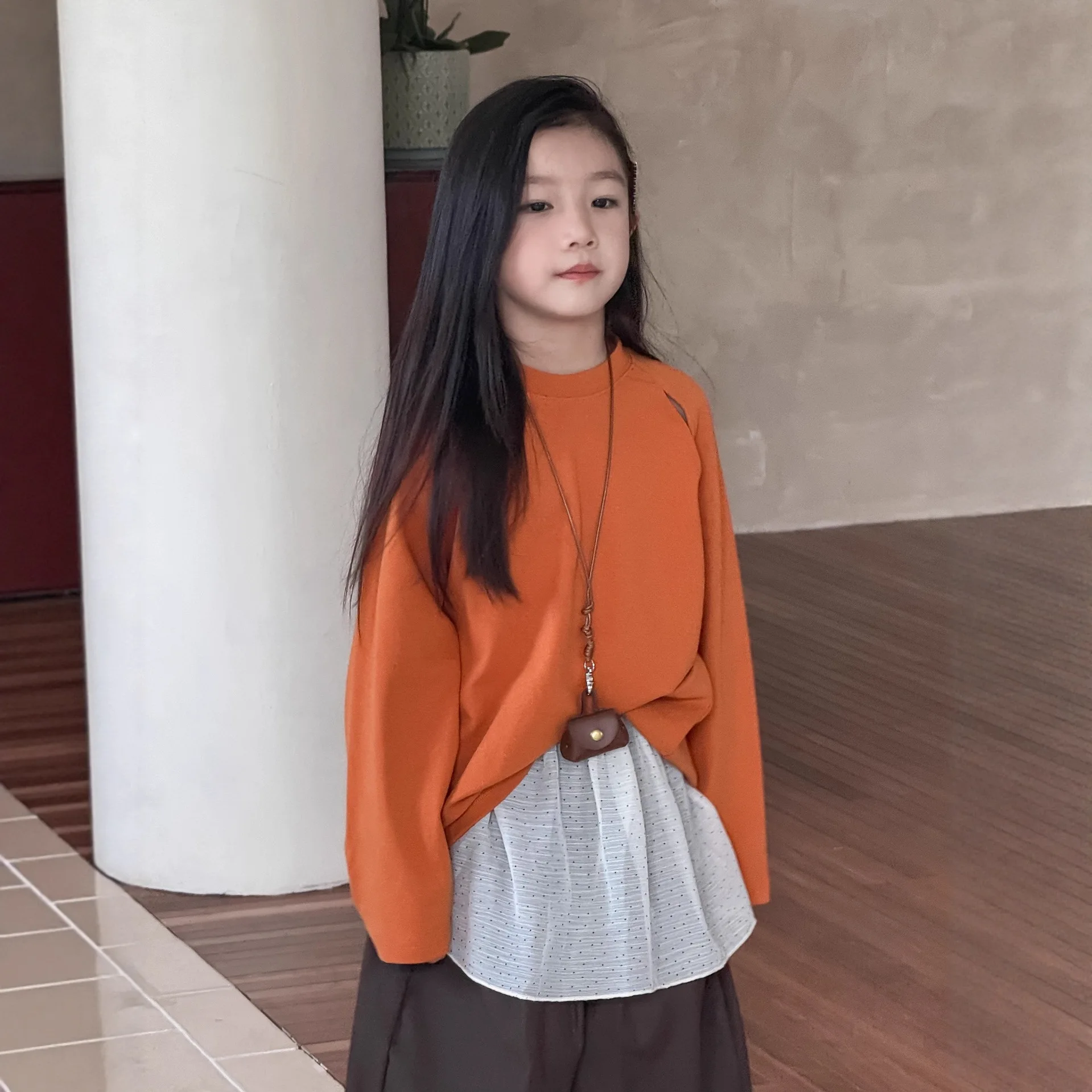 

Толстовка с капюшоном для девочек, осень 2022, новая детская одежда, однотонная однотонная толстовка с открытыми плечами в корейском стиле для девочек, повседневная простая