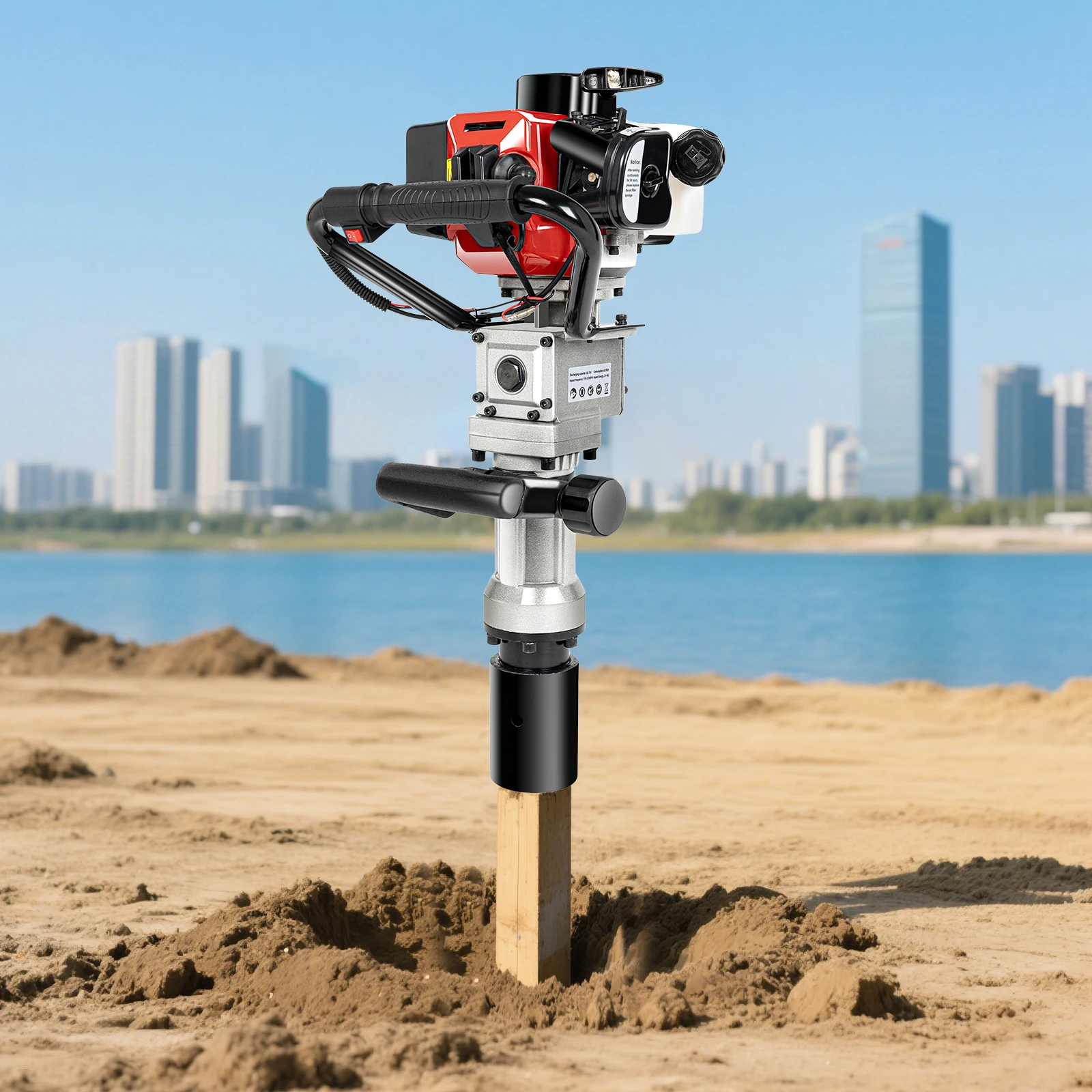 

CNCEST 32.7CC 2 Stroke Post Driver, for Garden Fencing Farm Pile Driving Machine Pile Hammer Hand Pull Start 900W 8500RPM