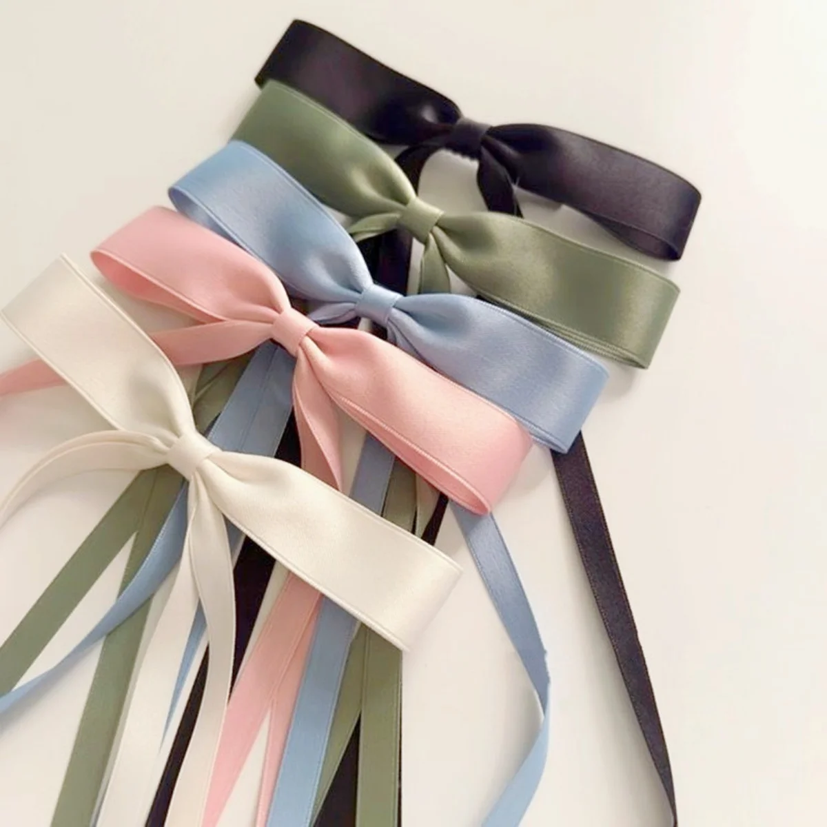 New Colored Satin Ribbon Bowknot Hair Clips Essential for Girl Braided Hair Bows Fashion Long Tassel Women Barrettes accessories image 3