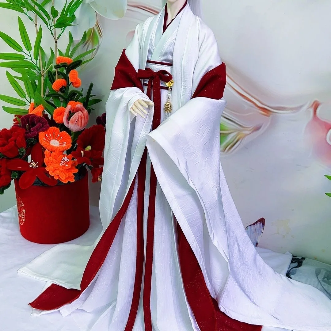Vêtements de poupée oncle de couleur blanc-rouge Noble de Style ancien, jupe TD68CM Dragon-King70CM, robe BJD, livraison gratuite